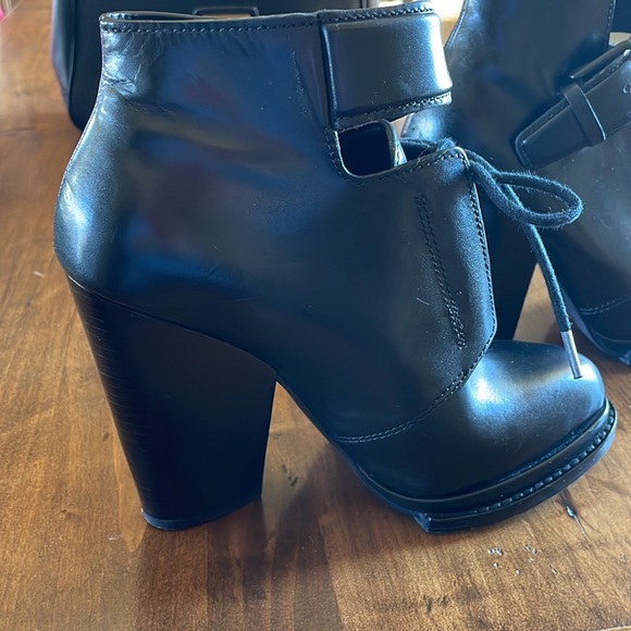 ALEXANDER WANG Black Leather Platform Tie Ankle Boots 6.5 - Picture 5 of 7